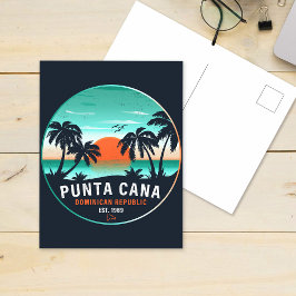 Punta Cana Dominican Retro Sunset Souvenir 80er Postkarte