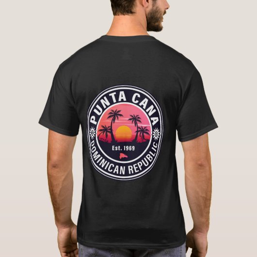 Punta Cana Dominican Retro Sunset Souvenirs 60er T-Shirt (Rückseite)