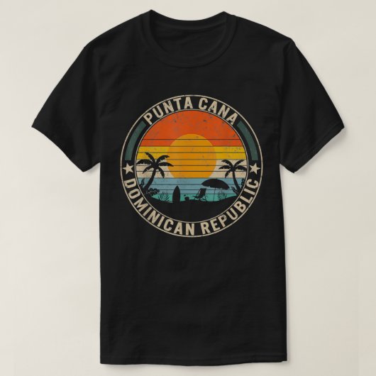 Punta Cana Dominican Travel Sunset Palm Tree Beach T-Shirt (Design vorne)