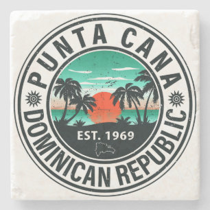 Punta Cana Dominikanische Palme Retro-Sonnenunterg Steinuntersetzer