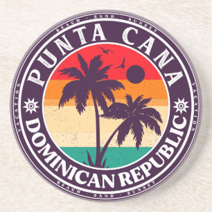 Punta Cana Dominikanische Palme Strand Vintage Getränkeuntersetzer