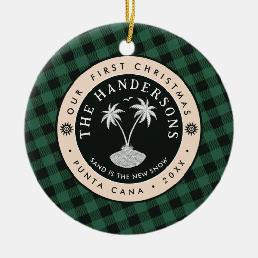 Punta Cana Dominikanische Republik Palme Tree Souv Keramik Ornament (Vorne)
