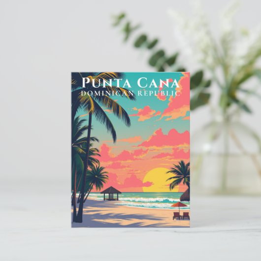 Punta Cana Dominikanische Republik Retro Beach Tra Postkarte (Stehend Vorderseite)