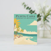 Punta Cana Dominikanische Republik Retro Tropical Postkarte (Stehend Vorderseite)
