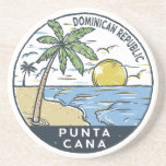 Punta Cana Dominikanische Republik Vintag Getränkeuntersetzer<br><div class="desc">Punta Cana Vektorgrafik Design. Die Gegend von Bávaro und Punta Cana bilden zusammen das so genannte Costa del Coco,  oder die Coconut Coast,  ein Gebiet mit üppigen All-Inklusive-Resorts.</div>