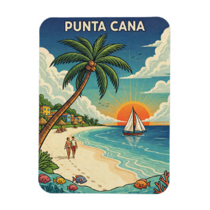 Punta Cana Dominikanische Republik Vintage Landsch Magnet