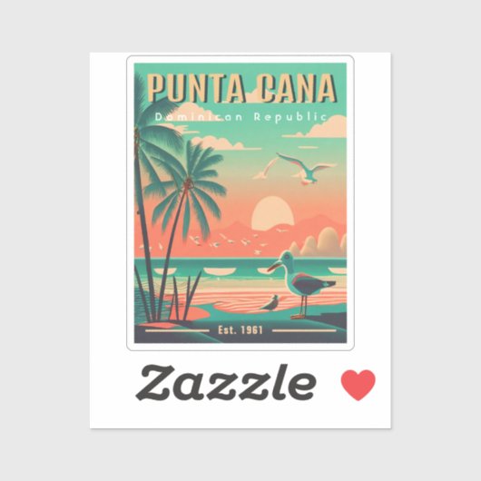 Punta Cana DR. Retro Flamingos Souvenir 1950er Aufkleber (Blatt)