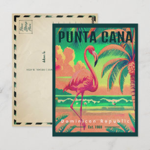 Punta Cana DR Retro Flamingos Souvenir 1950er Jahr Postkarte