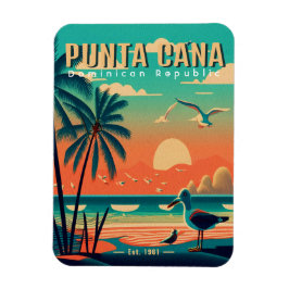 Punta Cana DR. Retro Flamingos Souvenir 1950er Magnet