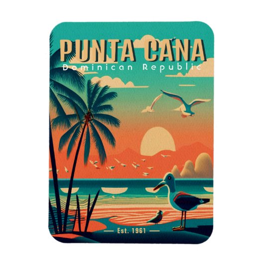 Punta Cana DR. Retro Flamingos Souvenir 1950er Magnet (Vertikal)