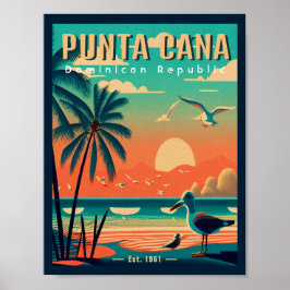 Punta Cana DR. Retro Flamingos Souvenir 1950er Poster