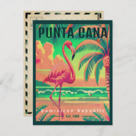 Punta Cana DR. Retro Flamingos Souvenir 1950er Postkarte