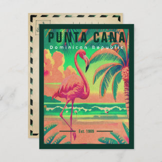 Punta Cana DR. Retro Flamingos Souvenir 1950er Postkarte