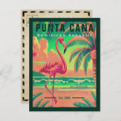 Punta Cana DR. Retro Flamingos Souvenir 1950er Postkarte (Vorne/Hinten)