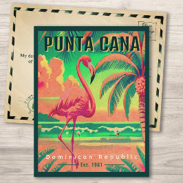 Punta Cana DR. Retro Flamingos Souvenir 1960er Postkarte