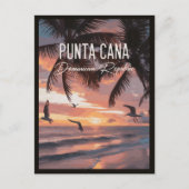 Punta Cana DR Retro Seagull Souvenir tropical Postkarte (Vorderseite)