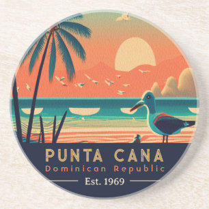 Punta Cana DR Retro-Sonnenuntergang-Souvenirs 1960 Getränkeuntersetzer