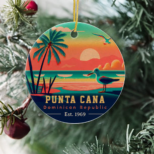 Punta Cana DR Retro-Sonnenuntergang-Souvenirs 1960 Keramik Ornament