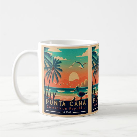 Punta Cana DR. Retro Sunset Souvenirs 1960er Kaffeetasse (Links)