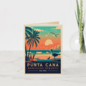 Punta Cana DR. Retro Sunset Souvenirs 1960er Karte (Vorderseite)