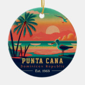 Punta Cana DR. Retro Sunset Souvenirs 1960er Keramik Ornament (Vorne)