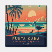 Punta Cana DR. Retro Sunset Souvenirs 1960er Magnet (Vorne)