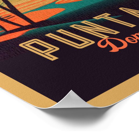 Punta Cana DR. Retro Sunset Souvenirs 1960er Poster (Ecke)