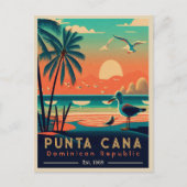 Punta Cana DR. Retro Sunset Souvenirs 1960er Postkarte (Vorderseite)
