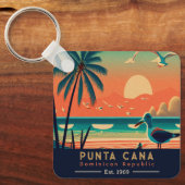 Punta Cana DR. Retro Sunset Souvenirs 1960er Schlüsselanhänger (Vorderseite)