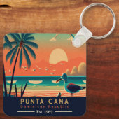 Punta Cana DR. Retro Sunset Souvenirs 1960er Schlüsselanhänger (Rückseite)