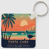 Punta Cana DR. Retro Sunset Souvenirs 1960er Schlüsselanhänger (Rückseite)