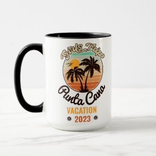 Punta Cana personalisierter Urlaub 2023 Retro 60er Tasse