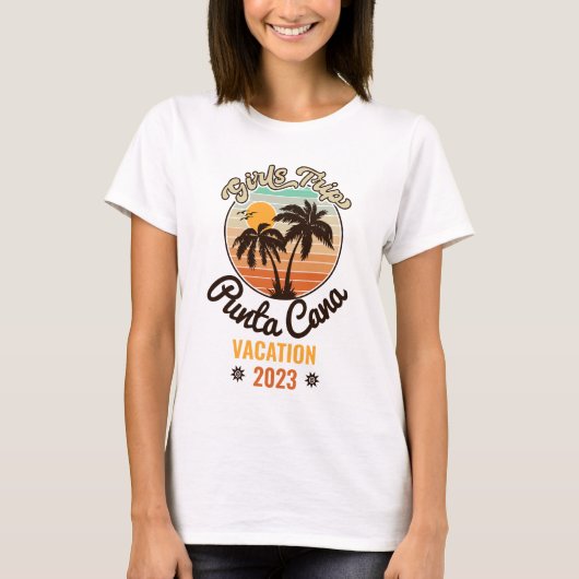 Punta Cana personalize Vacation 2023 Retro 60er T-Shirt (Vorderseite)