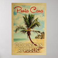 Punta Cana Poster Vintag Palm Tree Beach Poster