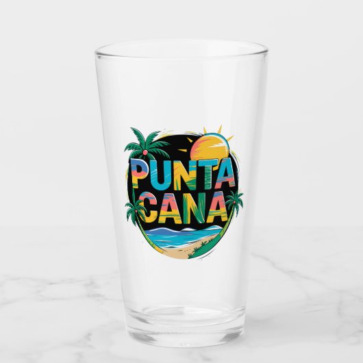 Punta Cana Sunset Colorful Travel Art Emblem Glas (Vorderseite)