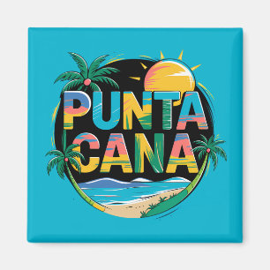 Punta Cana Sunset Colorful Travel Art Emblem Magnet