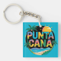 Punta Cana Sunset Colorful Travel Art Emblem