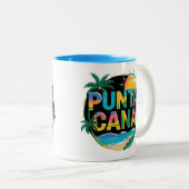 Punta Cana Sunset Colorful Travel Art Emblem Zweifarbige Tasse (VorderseiteRechts)