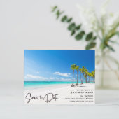 Punta Cana Tropical Beach Hochzeit Save the Date Ankündigungspostkarte (Stehend Vorderseite)