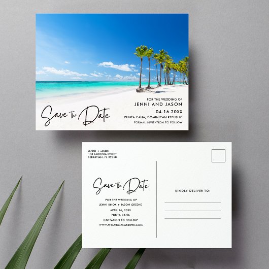 Punta Cana Tropical Beach Hochzeit Save the Date Ankündigungspostkarte