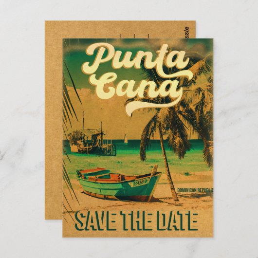 Punta Cana Tropical Wedding Save the Dates Postcar Postkarte (Vorne/Hinten)