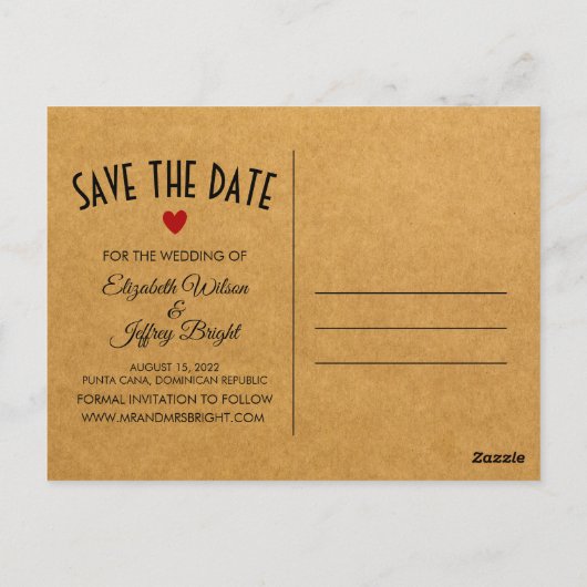 Punta Cana Tropical Wedding Save the Dates Postcar Postkarte (Rückseite)
