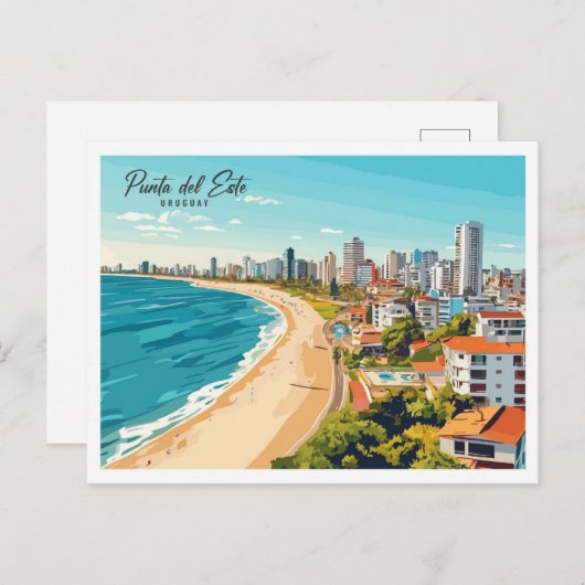Punta del Este Uruguay Illustration Travel Postkarte (Vorne/Hinten)