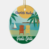 Punta Gorda, Charlotte Hafen Florida Illustration Keramik Ornament (Rechts)