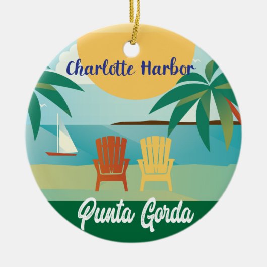 Punta Gorda, Charlotte Hafen Florida Illustration Keramik Ornament (Vorne)