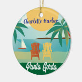 Punta Gorda, Charlotte Hafen Florida Illustration Keramik Ornament (Links)