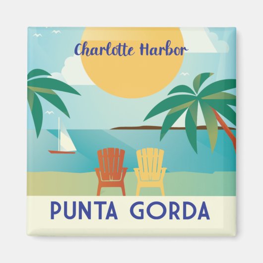 Punta Gorda, Charlotte Hafen Florida Illustration Magnet (Vorne)