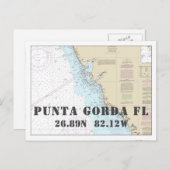Punta Gorda FL — Breitengrad der Wasserkarte Postkarte (Vorne/Hinten)