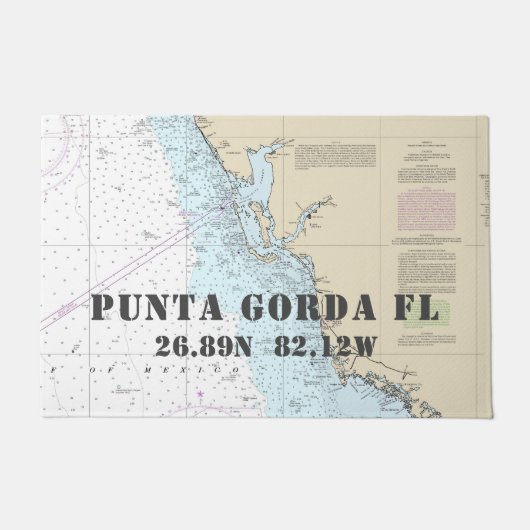 Punta Gorda FL Latitude Längengrad nautisches Boot Fußmatte (Vorderseite)