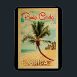 Punta Gorda Florida Palm Tree Beach Vintage Reisen Magnet<br><div class="desc">Punta Gorda Florida Design im Vintage Travel Stil mit einer Palme am Strand mit Ozean und Himmel.</div>